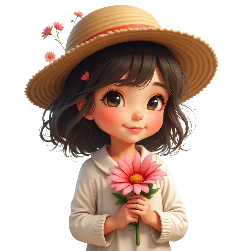 Charming Girl with Daisy